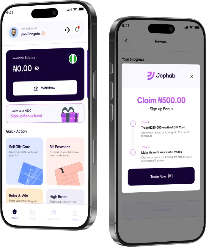 Jophab rewards app interface